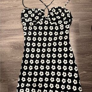 Floral Black and White Mini Dress